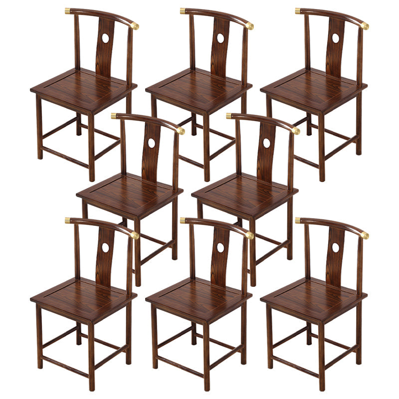 Traditional Style Arm Chair Solid Wood Slat Back Dining Chair for Home Walnut+Gold 8 Piece Set Clearhalo 'Dining Chairs' 'Dining Tables & Seating' 'dining_chair' 'furn' 'furn_dining_chair' 'Furniture' 'Kitchen & Dining Furniture' 7659790