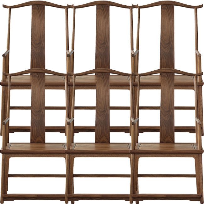 Traditional Kitchen Dining Chair High Back Solid Wood Dining Chair Nut-Brown 6 Piece Set Clearhalo 'Dining Chairs' 'Dining Tables & Seating' 'dining_chair' 'furn' 'furn_dining_chair' 'Furniture' 'Kitchen & Dining Furniture' 7659811