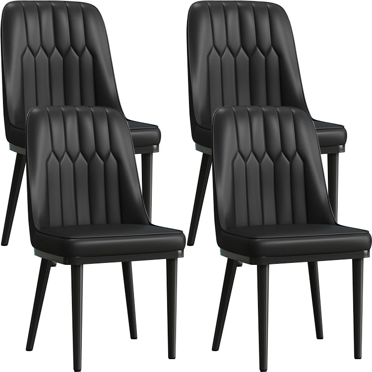Modern Style Dining Chair Leather Parsons Side Chair with Metal Base Black 4 Piece Set Black Clearhalo 'Dining Chairs' 'Dining Tables & Seating' 'dining_chair' 'furn' 'furn_dining_chair' 'Furniture' 'Kitchen & Dining Furniture' 7659829