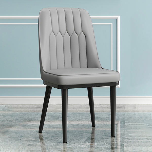 Modern Style Dining Chair Leather Parsons Side Chair with Metal Base Grey 1 Piece Black Clearhalo 'Dining Chairs' 'Dining Tables & Seating' 'dining_chair' 'furn' 'furn_dining_chair' 'Furniture' 'Kitchen & Dining Furniture' 7659835