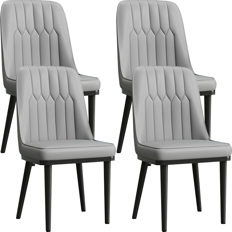 Modern Style Dining Chair Leather Parsons Side Chair with Metal Base Grey 4 Piece Set Black Clearhalo 'Dining Chairs' 'Dining Tables & Seating' 'dining_chair' 'furn' 'furn_dining_chair' 'Furniture' 'Kitchen & Dining Furniture' 7659840