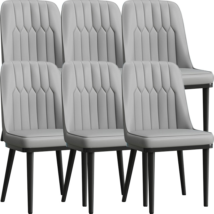 Modern Style Dining Chair Leather Parsons Side Chair with Metal Base Grey 6 Piece Set Black Clearhalo 'Dining Chairs' 'Dining Tables & Seating' 'dining_chair' 'furn' 'furn_dining_chair' 'Furniture' 'Kitchen & Dining Furniture' 7659842