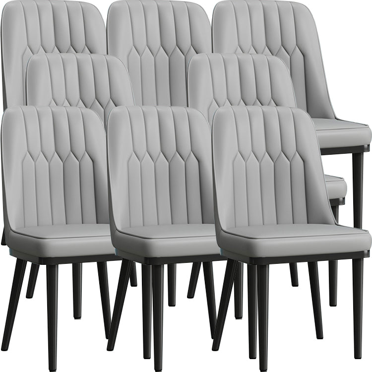 Modern Style Dining Chair Leather Parsons Side Chair with Metal Base Grey 8 Piece Set Black Clearhalo 'Dining Chairs' 'Dining Tables & Seating' 'dining_chair' 'furn' 'furn_dining_chair' 'Furniture' 'Kitchen & Dining Furniture' 7659843