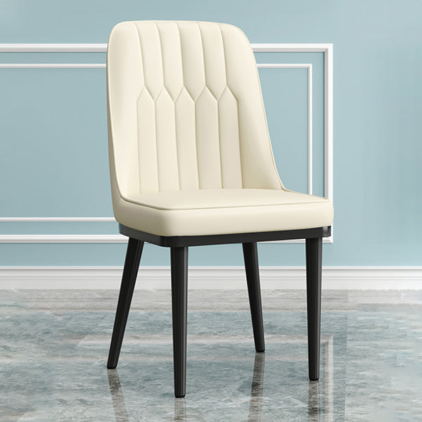 Modern Style Dining Chair Leather Parsons Side Chair with Metal Base White 1 Piece Black Clearhalo 'Dining Chairs' 'Dining Tables & Seating' 'dining_chair' 'furn' 'furn_dining_chair' 'Furniture' 'Kitchen & Dining Furniture' 7659845