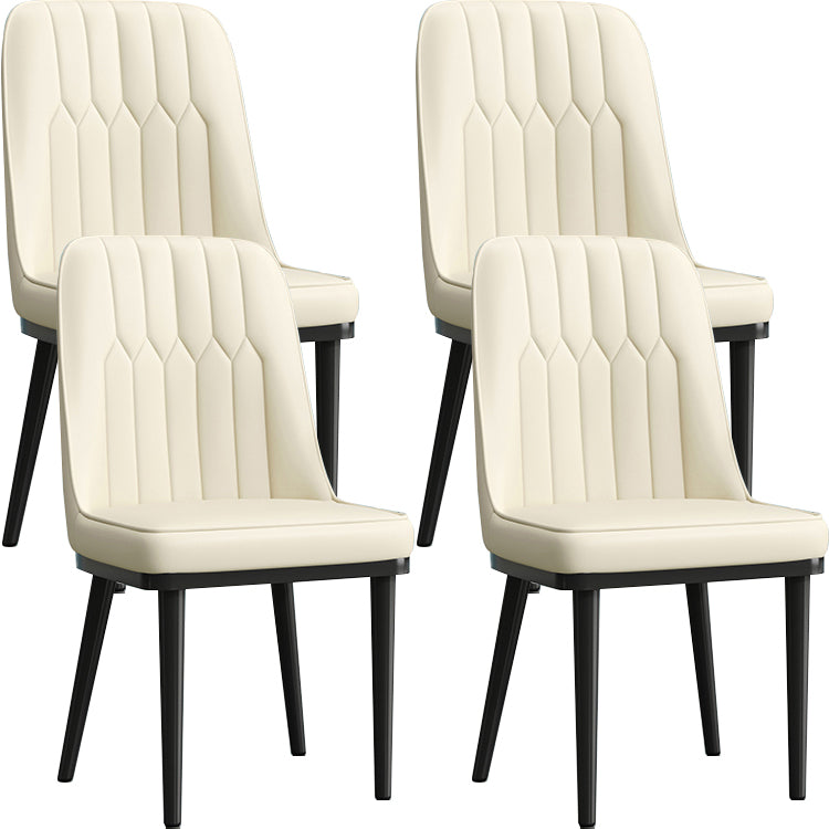 Modern Style Dining Chair Leather Parsons Side Chair with Metal Base White 4 Piece Set Black Clearhalo 'Dining Chairs' 'Dining Tables & Seating' 'dining_chair' 'furn' 'furn_dining_chair' 'Furniture' 'Kitchen & Dining Furniture' 7659847