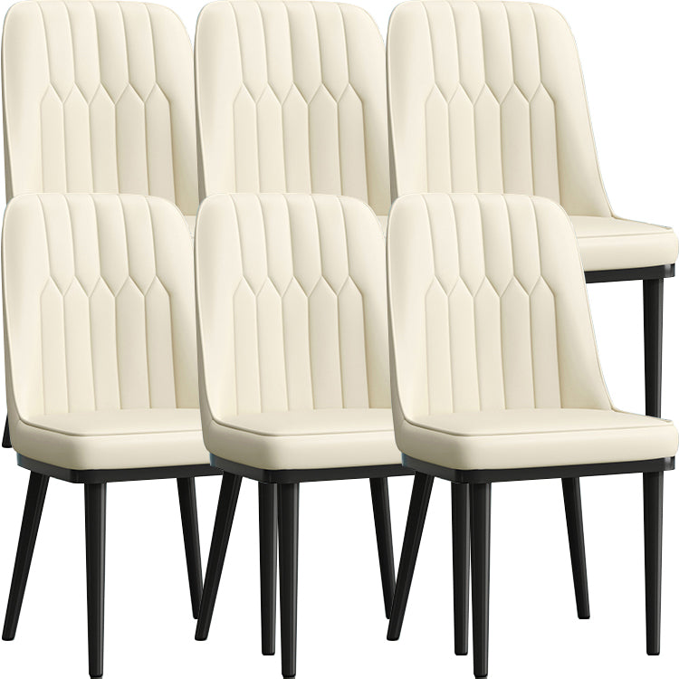 Modern Style Dining Chair Leather Parsons Side Chair with Metal Base White 6 Piece Set Black Clearhalo 'Dining Chairs' 'Dining Tables & Seating' 'dining_chair' 'furn' 'furn_dining_chair' 'Furniture' 'Kitchen & Dining Furniture' 7659848