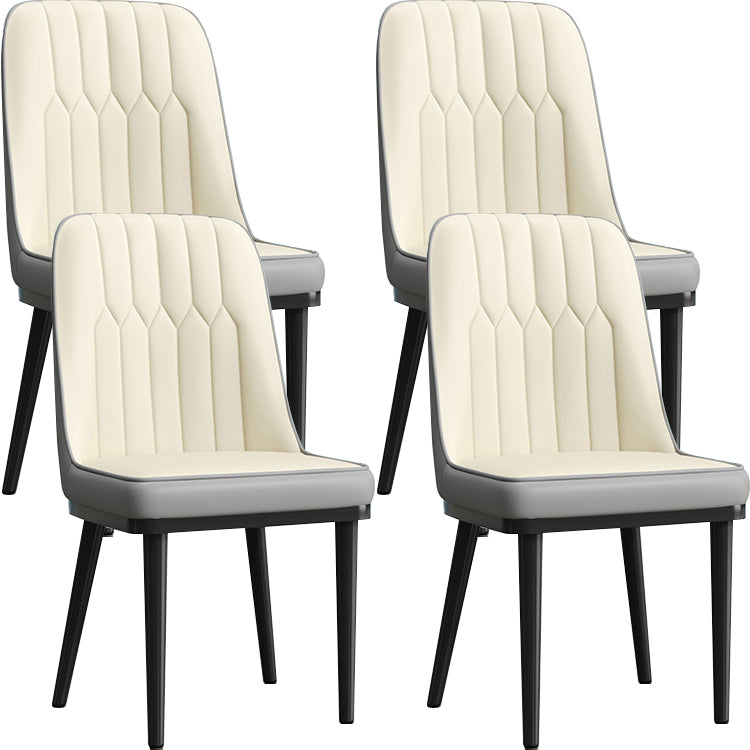Modern Style Dining Chair Leather Parsons Side Chair with Metal Base White-Gray 4 Piece Set Black Clearhalo 'Dining Chairs' 'Dining Tables & Seating' 'dining_chair' 'furn' 'furn_dining_chair' 'Furniture' 'Kitchen & Dining Furniture' 7659852