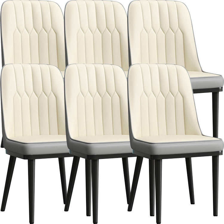 Modern Style Dining Chair Leather Parsons Side Chair with Metal Base White-Gray 6 Piece Set Black Clearhalo 'Dining Chairs' 'Dining Tables & Seating' 'dining_chair' 'furn' 'furn_dining_chair' 'Furniture' 'Kitchen & Dining Furniture' 7659853