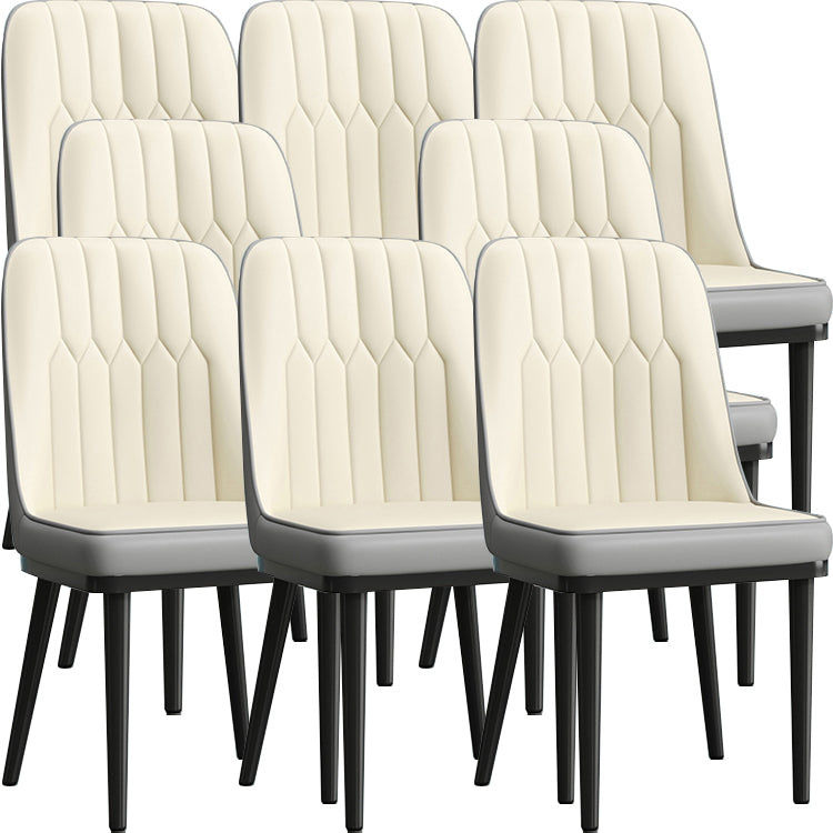 Modern Style Dining Chair Leather Parsons Side Chair with Metal Base White-Gray 8 Piece Set Black Clearhalo 'Dining Chairs' 'Dining Tables & Seating' 'dining_chair' 'furn' 'furn_dining_chair' 'Furniture' 'Kitchen & Dining Furniture' 7659854