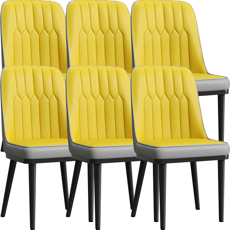Modern Style Dining Chair Leather Parsons Side Chair with Metal Base Yellow-Gray 6 Piece Set Black Clearhalo 'Dining Chairs' 'Dining Tables & Seating' 'dining_chair' 'furn' 'furn_dining_chair' 'Furniture' 'Kitchen & Dining Furniture' 7659858