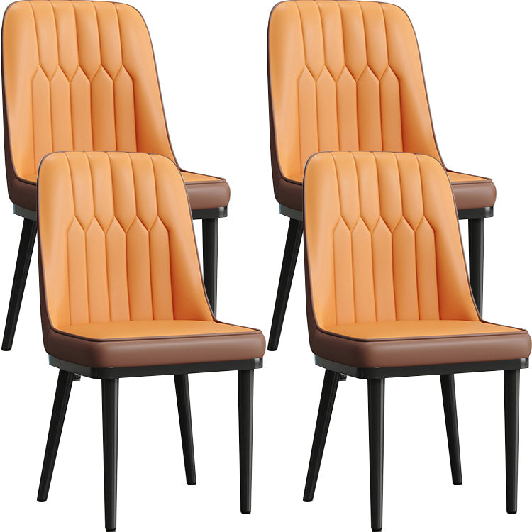 Modern Style Dining Chair Leather Parsons Side Chair with Metal Base Orange 4 Piece Set Black Clearhalo 'Dining Chairs' 'Dining Tables & Seating' 'dining_chair' 'furn' 'furn_dining_chair' 'Furniture' 'Kitchen & Dining Furniture' 7659866