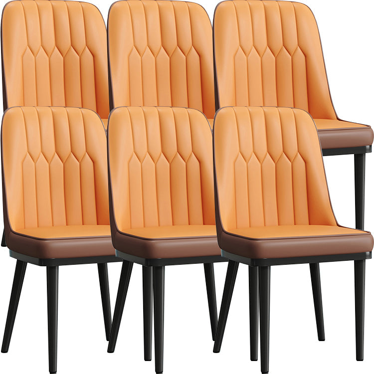 Modern Style Dining Chair Leather Parsons Side Chair with Metal Base Orange 6 Piece Set Black Clearhalo 'Dining Chairs' 'Dining Tables & Seating' 'dining_chair' 'furn' 'furn_dining_chair' 'Furniture' 'Kitchen & Dining Furniture' 7659867