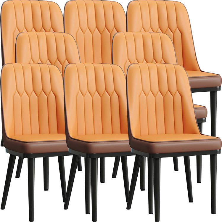 Modern Style Dining Chair Leather Parsons Side Chair with Metal Base Orange 8 Piece Set Black Clearhalo 'Dining Chairs' 'Dining Tables & Seating' 'dining_chair' 'furn' 'furn_dining_chair' 'Furniture' 'Kitchen & Dining Furniture' 7659868