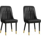 Modern Style Dining Chair Leather Parsons Side Chair with Metal Base Black 2 Piece Set Black Gold Clearhalo 'Dining Chairs' 'Dining Tables & Seating' 'dining_chair' 'furn' 'furn_dining_chair' 'Furniture' 'Kitchen & Dining Furniture' 7659875