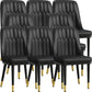 Modern Style Dining Chair Leather Parsons Side Chair with Metal Base Black 8 Piece Set Black Gold Clearhalo 'Dining Chairs' 'Dining Tables & Seating' 'dining_chair' 'furn' 'furn_dining_chair' 'Furniture' 'Kitchen & Dining Furniture' 7659878