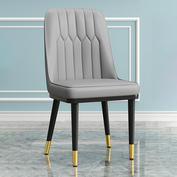 Modern Style Dining Chair Leather Parsons Side Chair with Metal Base Grey 1 Piece Black Gold Clearhalo 'Dining Chairs' 'Dining Tables & Seating' 'dining_chair' 'furn' 'furn_dining_chair' 'Furniture' 'Kitchen & Dining Furniture' 7659879
