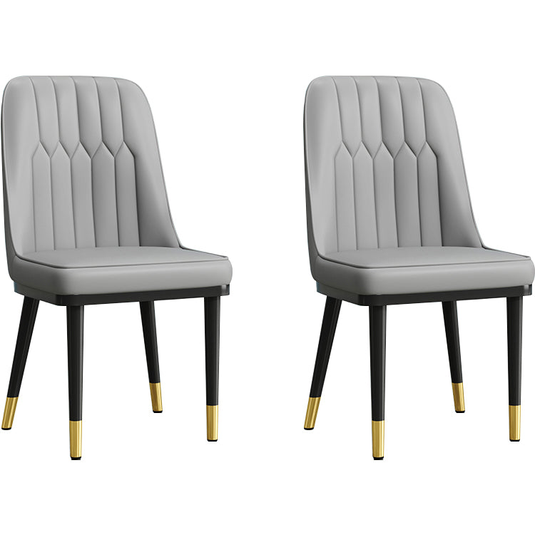 Modern Style Dining Chair Leather Parsons Side Chair with Metal Base Grey 2 Piece Set Black Gold Clearhalo 'Dining Chairs' 'Dining Tables & Seating' 'dining_chair' 'furn' 'furn_dining_chair' 'Furniture' 'Kitchen & Dining Furniture' 7659880