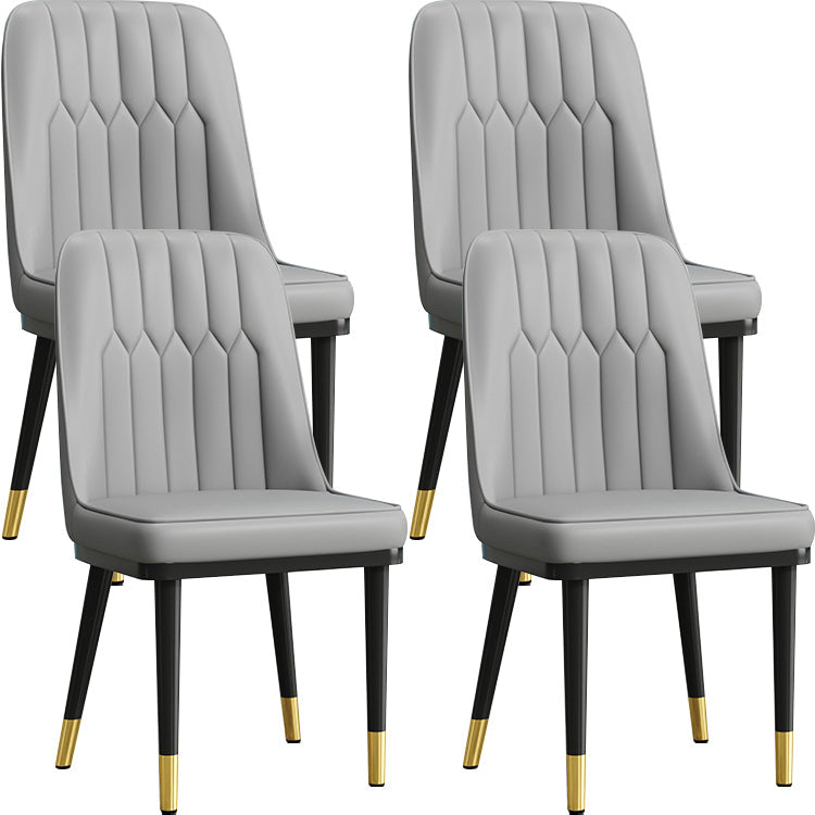 Modern Style Dining Chair Leather Parsons Side Chair with Metal Base Grey 4 Piece Set Black Gold Clearhalo 'Dining Chairs' 'Dining Tables & Seating' 'dining_chair' 'furn' 'furn_dining_chair' 'Furniture' 'Kitchen & Dining Furniture' 7659881
