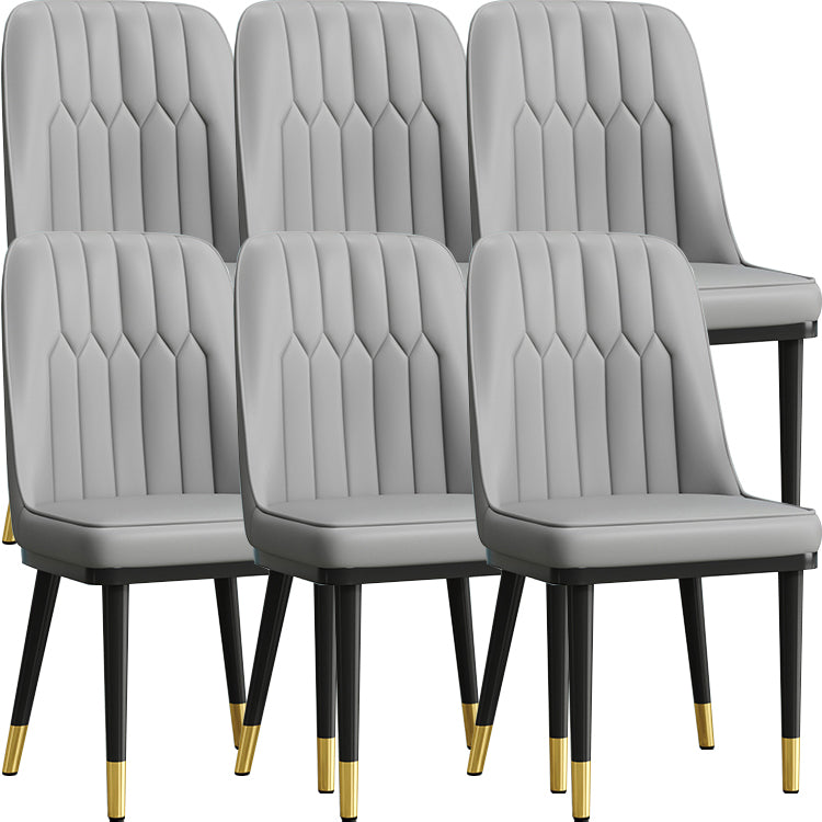 Modern Style Dining Chair Leather Parsons Side Chair with Metal Base Grey 6 Piece Set Black Gold Clearhalo 'Dining Chairs' 'Dining Tables & Seating' 'dining_chair' 'furn' 'furn_dining_chair' 'Furniture' 'Kitchen & Dining Furniture' 7659882