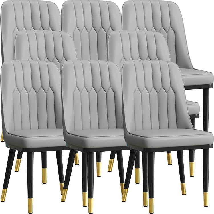 Modern Style Dining Chair Leather Parsons Side Chair with Metal Base Grey 8 Piece Set Black Gold Clearhalo 'Dining Chairs' 'Dining Tables & Seating' 'dining_chair' 'furn' 'furn_dining_chair' 'Furniture' 'Kitchen & Dining Furniture' 7659883