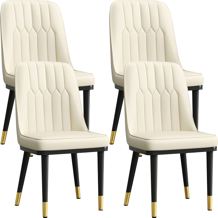 Modern Style Dining Chair Leather Parsons Side Chair with Metal Base White 4 Piece Set Black Gold Clearhalo 'Dining Chairs' 'Dining Tables & Seating' 'dining_chair' 'furn' 'furn_dining_chair' 'Furniture' 'Kitchen & Dining Furniture' 7659886