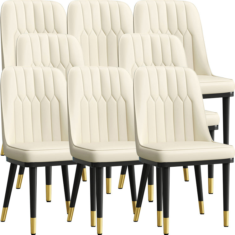 Modern Style Dining Chair Leather Parsons Side Chair with Metal Base White 8 Piece Set Black Gold Clearhalo 'Dining Chairs' 'Dining Tables & Seating' 'dining_chair' 'furn' 'furn_dining_chair' 'Furniture' 'Kitchen & Dining Furniture' 7659888