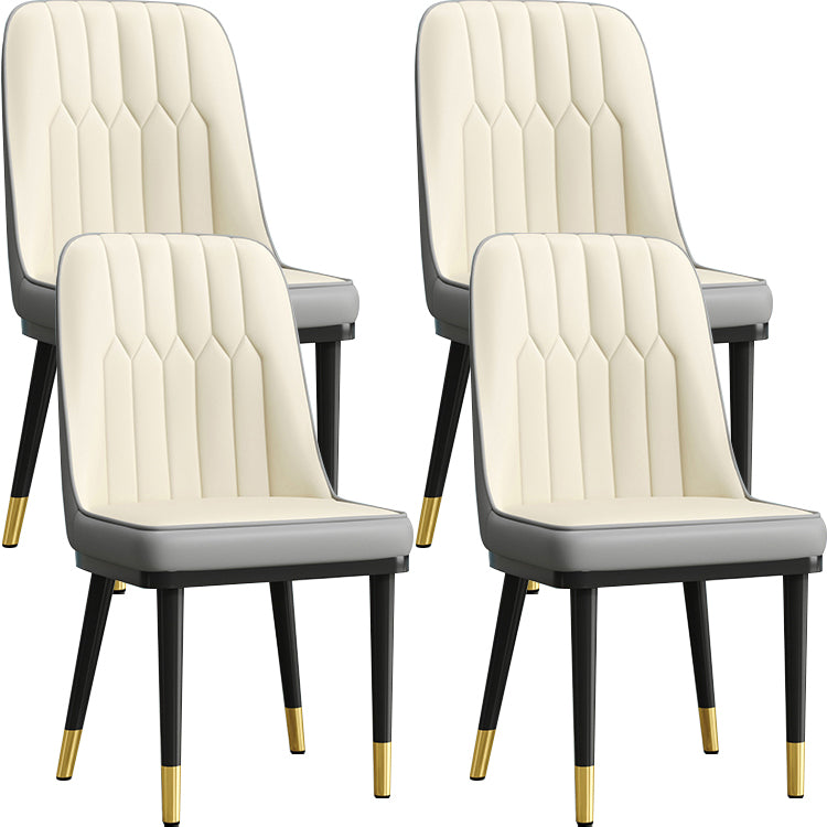 Modern Style Dining Chair Leather Parsons Side Chair with Metal Base White-Gray 4 Piece Set Black Gold Clearhalo 'Dining Chairs' 'Dining Tables & Seating' 'dining_chair' 'furn' 'furn_dining_chair' 'Furniture' 'Kitchen & Dining Furniture' 7659891