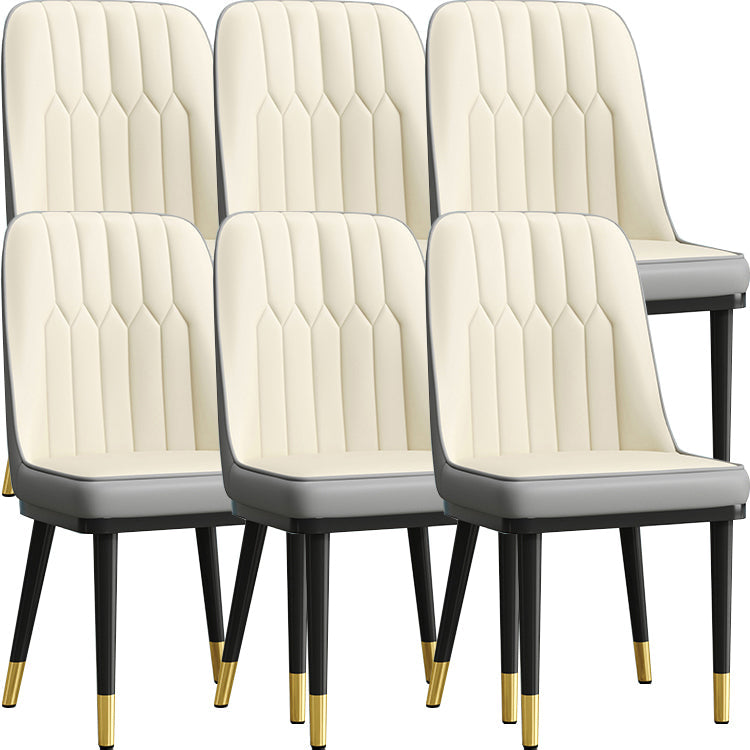 Modern Style Dining Chair Leather Parsons Side Chair with Metal Base White-Gray 6 Piece Set Black Gold Clearhalo 'Dining Chairs' 'Dining Tables & Seating' 'dining_chair' 'furn' 'furn_dining_chair' 'Furniture' 'Kitchen & Dining Furniture' 7659892