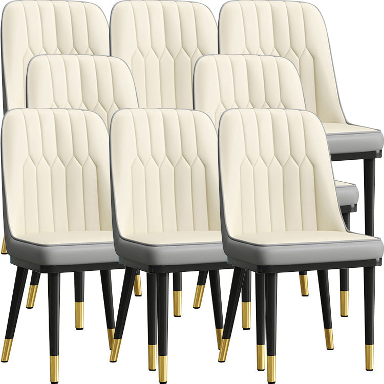 Modern Style Dining Chair Leather Parsons Side Chair with Metal Base White-Gray 8 Piece Set Black Gold Clearhalo 'Dining Chairs' 'Dining Tables & Seating' 'dining_chair' 'furn' 'furn_dining_chair' 'Furniture' 'Kitchen & Dining Furniture' 7659893