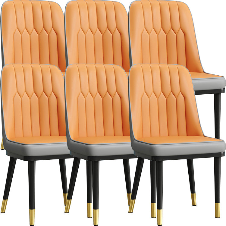 Modern Style Dining Chair Leather Parsons Side Chair with Metal Base Orange-Gray 6 Piece Set Black Gold Clearhalo 'Dining Chairs' 'Dining Tables & Seating' 'dining_chair' 'furn' 'furn_dining_chair' 'Furniture' 'Kitchen & Dining Furniture' 7659907