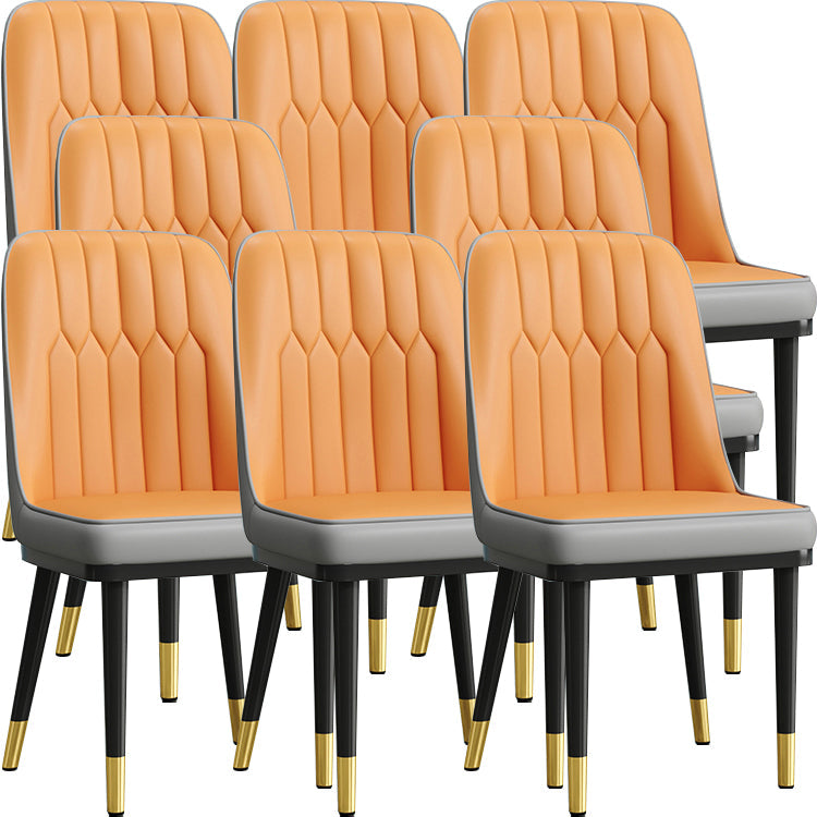 Modern Style Dining Chair Leather Parsons Side Chair with Metal Base Orange-Gray 8 Piece Set Black Gold Clearhalo 'Dining Chairs' 'Dining Tables & Seating' 'dining_chair' 'furn' 'furn_dining_chair' 'Furniture' 'Kitchen & Dining Furniture' 7659908