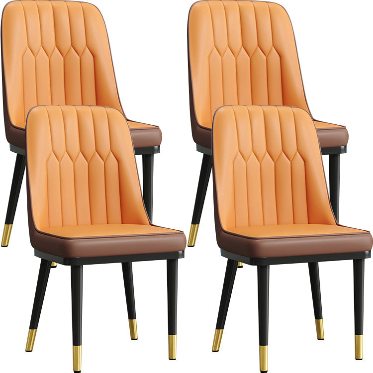 Modern Style Dining Chair Leather Parsons Side Chair with Metal Base Orange 4 Piece Set Black Gold Clearhalo 'Dining Chairs' 'Dining Tables & Seating' 'dining_chair' 'furn' 'furn_dining_chair' 'Furniture' 'Kitchen & Dining Furniture' 7659911