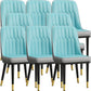 Modern Style Dining Chair Leather Parsons Side Chair with Metal Base Blue Gray 6 Piece Set Black Gold Clearhalo 'Dining Chairs' 'Dining Tables & Seating' 'dining_chair' 'furn' 'furn_dining_chair' 'Furniture' 'Kitchen & Dining Furniture' 7659922