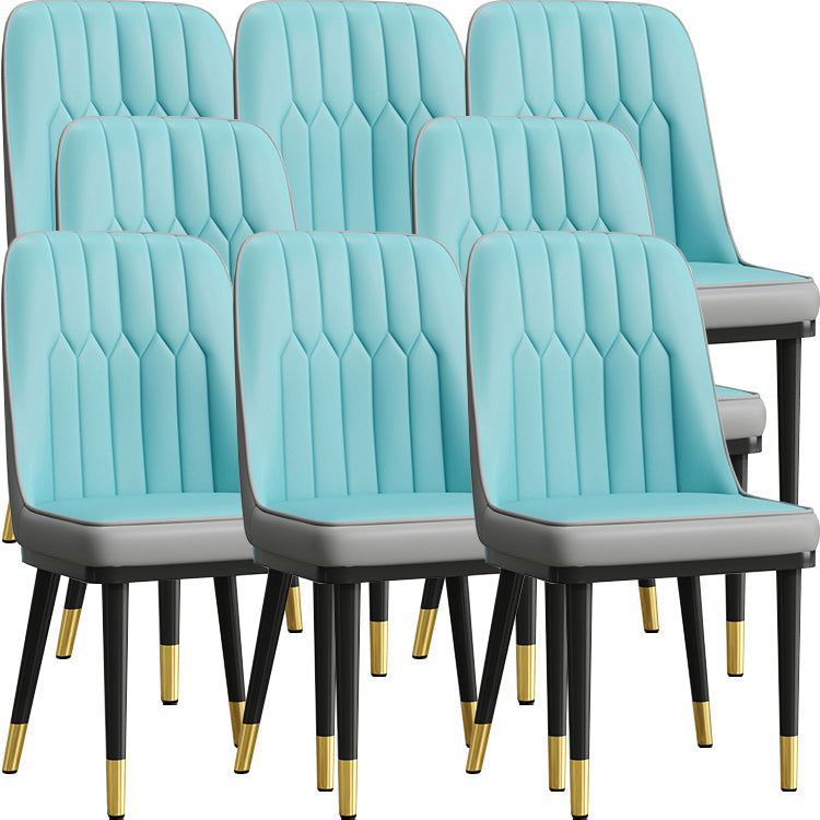 Modern Style Dining Chair Leather Parsons Side Chair with Metal Base Blue Gray 6 Piece Set Black Gold Clearhalo 'Dining Chairs' 'Dining Tables & Seating' 'dining_chair' 'furn' 'furn_dining_chair' 'Furniture' 'Kitchen & Dining Furniture' 7659922