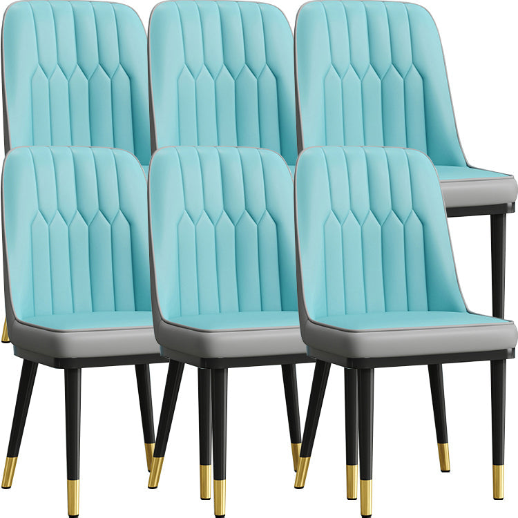 Modern Style Dining Chair Leather Parsons Side Chair with Metal Base Blue Gray 8 Piece Set Black Gold Clearhalo 'Dining Chairs' 'Dining Tables & Seating' 'dining_chair' 'furn' 'furn_dining_chair' 'Furniture' 'Kitchen & Dining Furniture' 7659923