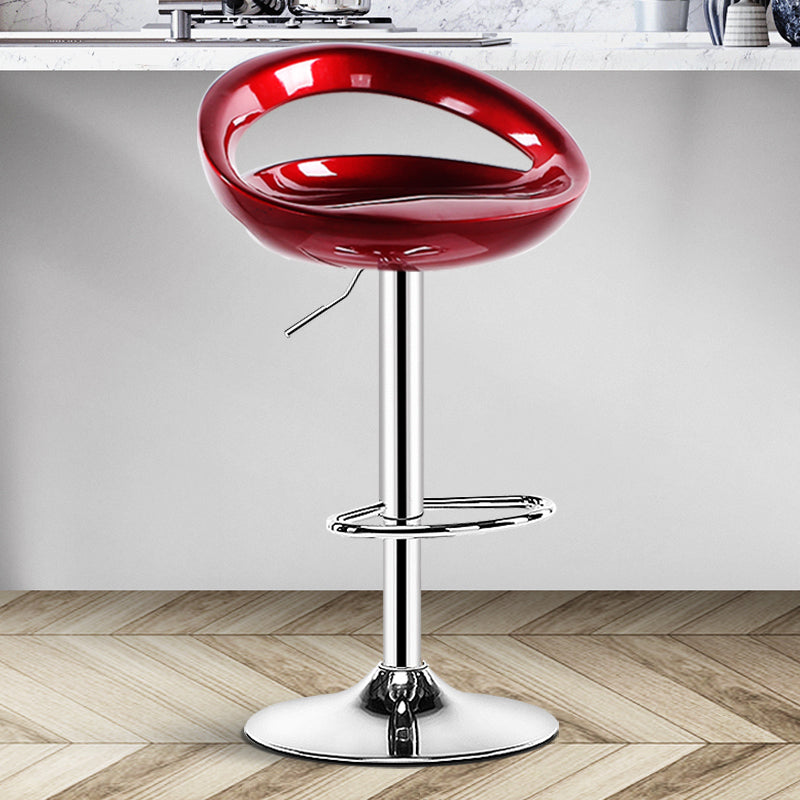 Plastic Adjustable Height Swivel Low Back Bar Stool with Footrest Burgundy 1 Piece Clearhalo 'Bar Furniture' 'Bar Stools' 'bar_stools' 'furn' 'furn_bar_stools' 'Furniture' 'Kitchen & Dining Furniture' 7659927