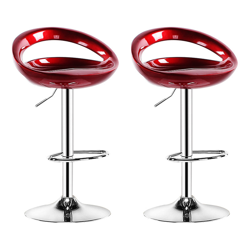 Plastic Adjustable Height Swivel Low Back Bar Stool with Footrest Burgundy 2 Piece Set Clearhalo 'Bar Furniture' 'Bar Stools' 'bar_stools' 'furn' 'furn_bar_stools' 'Furniture' 'Kitchen & Dining Furniture' 7659928