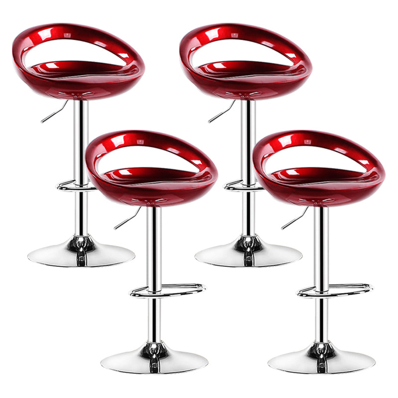 Plastic Adjustable Height Swivel Low Back Bar Stool with Footrest Burgundy 4 Piece Set Clearhalo 'Bar Furniture' 'Bar Stools' 'bar_stools' 'furn' 'furn_bar_stools' 'Furniture' 'Kitchen & Dining Furniture' 7659931