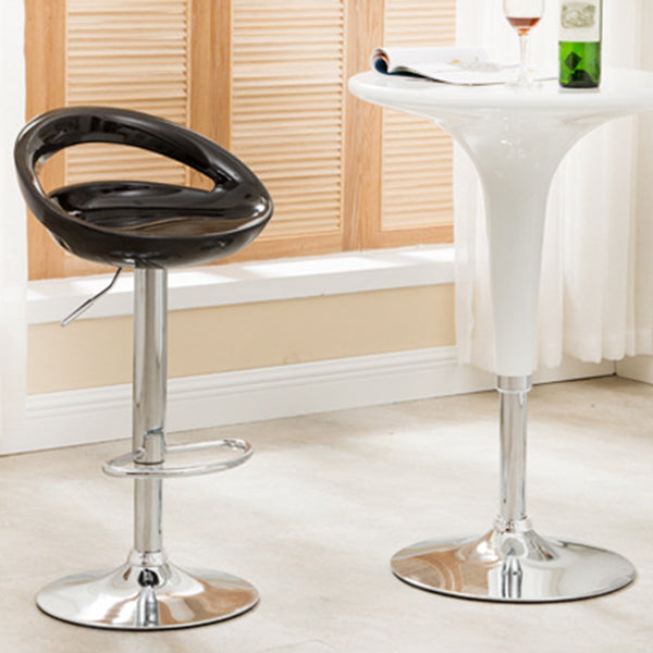 Plastic Adjustable Height Swivel Low Back Bar Stool with Footrest Clearhalo 'Bar Furniture' 'Bar Stools' 'bar_stools' 'furn' 'furn_bar_stools' 'Furniture' 'Kitchen & Dining Furniture' 7659932