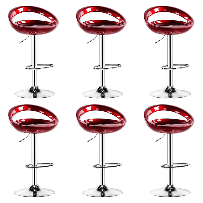 Plastic Adjustable Height Swivel Low Back Bar Stool with Footrest Burgundy 6 Piece Set Clearhalo 'Bar Furniture' 'Bar Stools' 'bar_stools' 'furn' 'furn_bar_stools' 'Furniture' 'Kitchen & Dining Furniture' 7659933