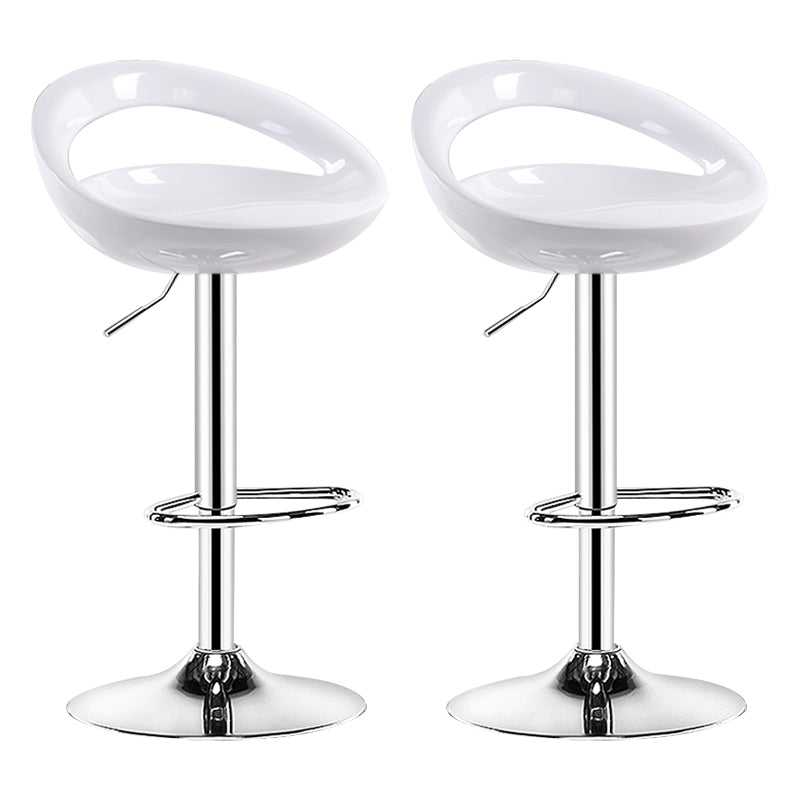 Plastic Adjustable Height Swivel Low Back Bar Stool with Footrest White 2 Piece Set Clearhalo 'Bar Furniture' 'Bar Stools' 'bar_stools' 'furn' 'furn_bar_stools' 'Furniture' 'Kitchen & Dining Furniture' 7659938