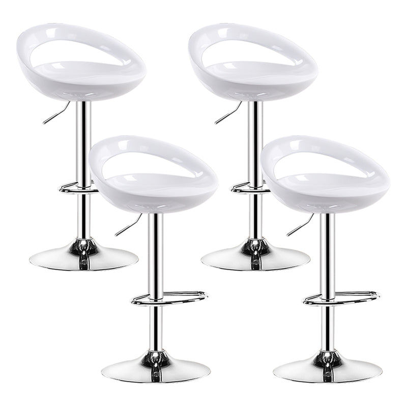 Plastic Adjustable Height Swivel Low Back Bar Stool with Footrest White 4 Piece Set Clearhalo 'Bar Furniture' 'Bar Stools' 'bar_stools' 'furn' 'furn_bar_stools' 'Furniture' 'Kitchen & Dining Furniture' 7659940