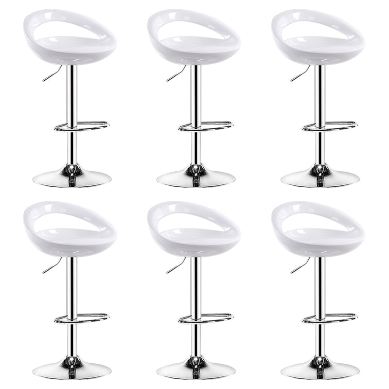 Plastic Adjustable Height Swivel Low Back Bar Stool with Footrest White 6 Piece Set Clearhalo 'Bar Furniture' 'Bar Stools' 'bar_stools' 'furn' 'furn_bar_stools' 'Furniture' 'Kitchen & Dining Furniture' 7659942