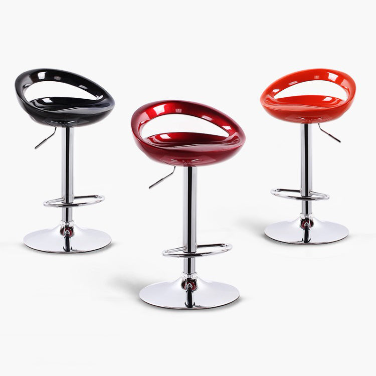 Plastic Adjustable Height Swivel Low Back Bar Stool with Footrest Clearhalo 'Bar Furniture' 'Bar Stools' 'bar_stools' 'furn' 'furn_bar_stools' 'Furniture' 'Kitchen & Dining Furniture' 7659943