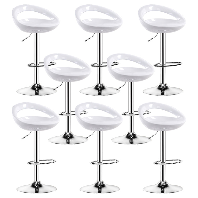 Plastic Adjustable Height Swivel Low Back Bar Stool with Footrest White 8 Piece Set Clearhalo 'Bar Furniture' 'Bar Stools' 'bar_stools' 'furn' 'furn_bar_stools' 'Furniture' 'Kitchen & Dining Furniture' 7659944