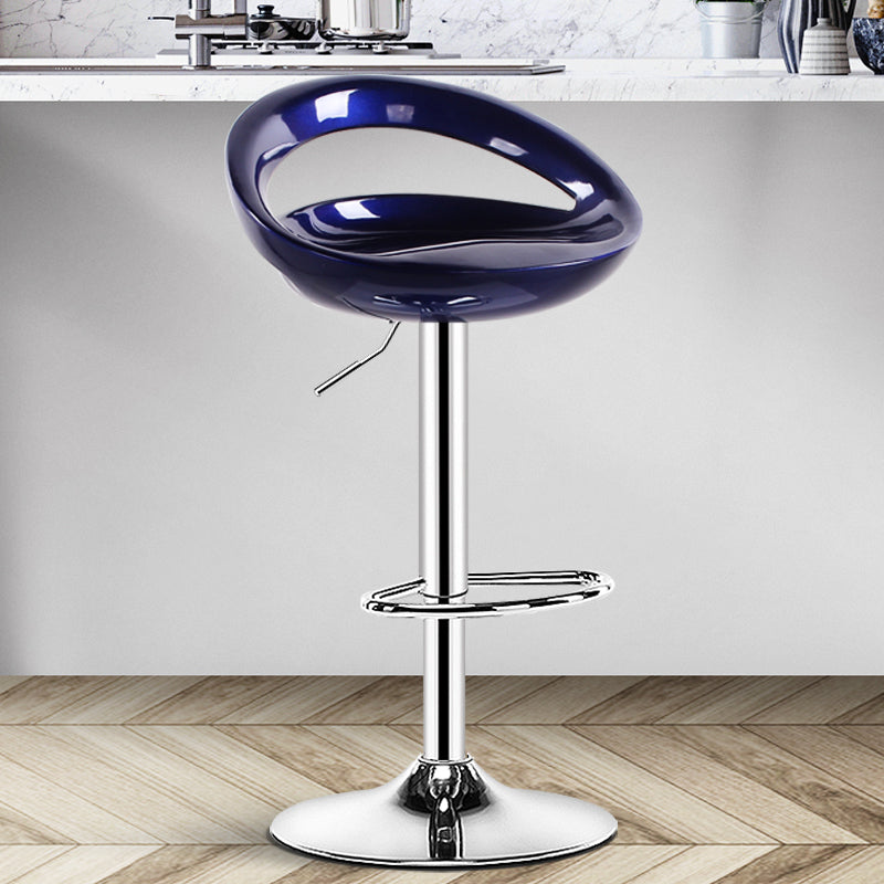 Plastic Adjustable Height Swivel Low Back Bar Stool with Footrest Royal Blue 1 Piece Clearhalo 'Bar Furniture' 'Bar Stools' 'bar_stools' 'furn' 'furn_bar_stools' 'Furniture' 'Kitchen & Dining Furniture' 7659945