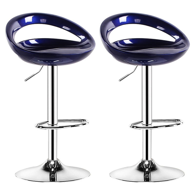 Plastic Adjustable Height Swivel Low Back Bar Stool with Footrest Royal Blue 2 Piece Set Clearhalo 'Bar Furniture' 'Bar Stools' 'bar_stools' 'furn' 'furn_bar_stools' 'Furniture' 'Kitchen & Dining Furniture' 7659946