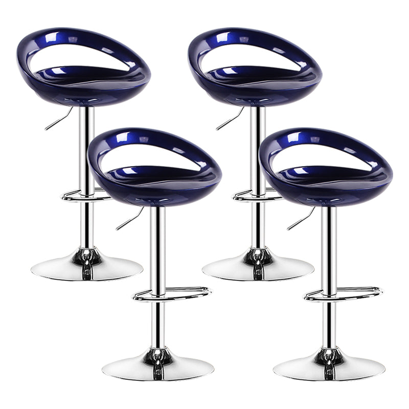 Plastic Adjustable Height Swivel Low Back Bar Stool with Footrest Royal Blue 4 Piece Set Clearhalo 'Bar Furniture' 'Bar Stools' 'bar_stools' 'furn' 'furn_bar_stools' 'Furniture' 'Kitchen & Dining Furniture' 7659947