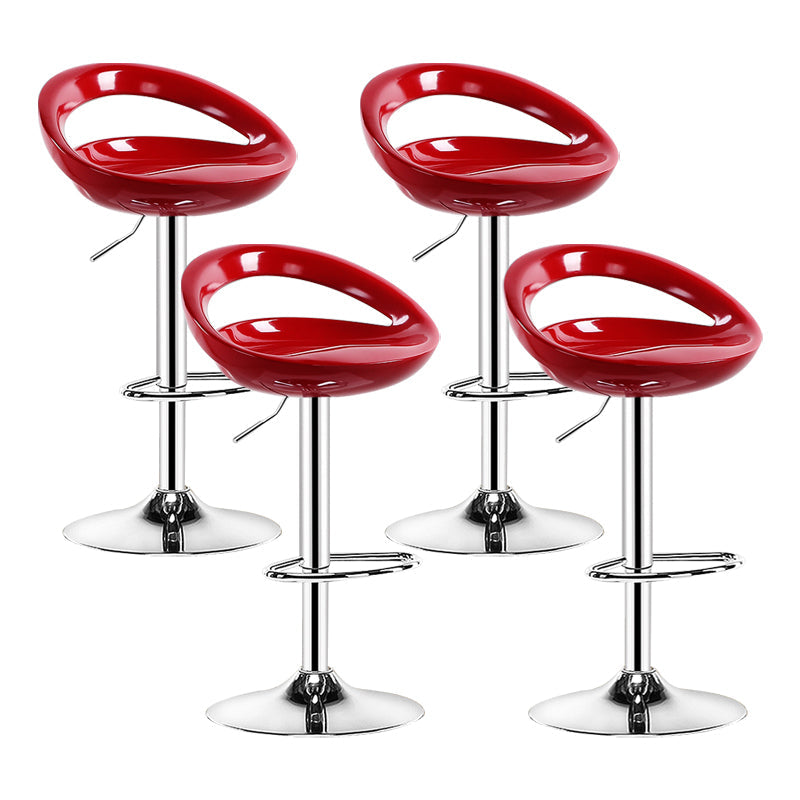 Plastic Adjustable Height Swivel Low Back Bar Stool with Footrest Red 4 Piece Set Clearhalo 'Bar Furniture' 'Bar Stools' 'bar_stools' 'furn' 'furn_bar_stools' 'Furniture' 'Kitchen & Dining Furniture' 7659952