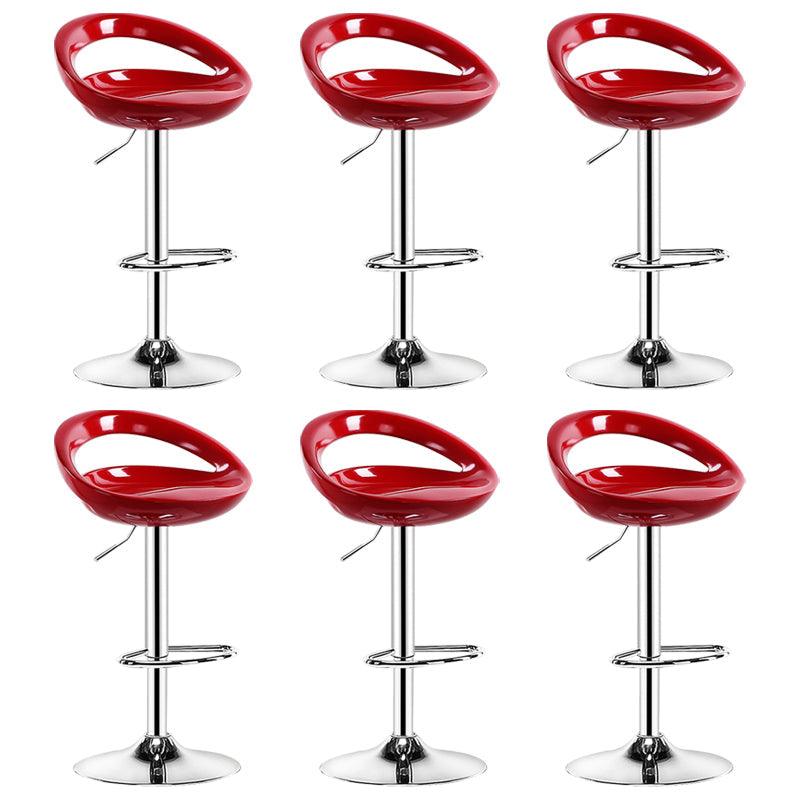 Plastic Adjustable Height Swivel Low Back Bar Stool with Footrest Red 6 Piece Set Clearhalo 'Bar Furniture' 'Bar Stools' 'bar_stools' 'furn' 'furn_bar_stools' 'Furniture' 'Kitchen & Dining Furniture' 7659953